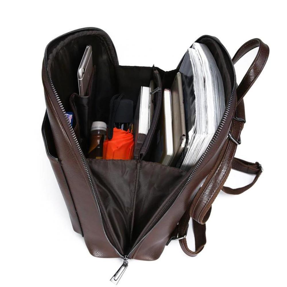 sac élégant en cuir de qualité avec fermetures éclair pratiques
