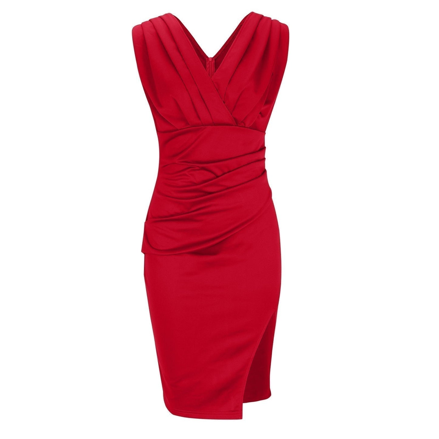 robe ajustée en tissu doux avec décolleté en V pour un confort élégant