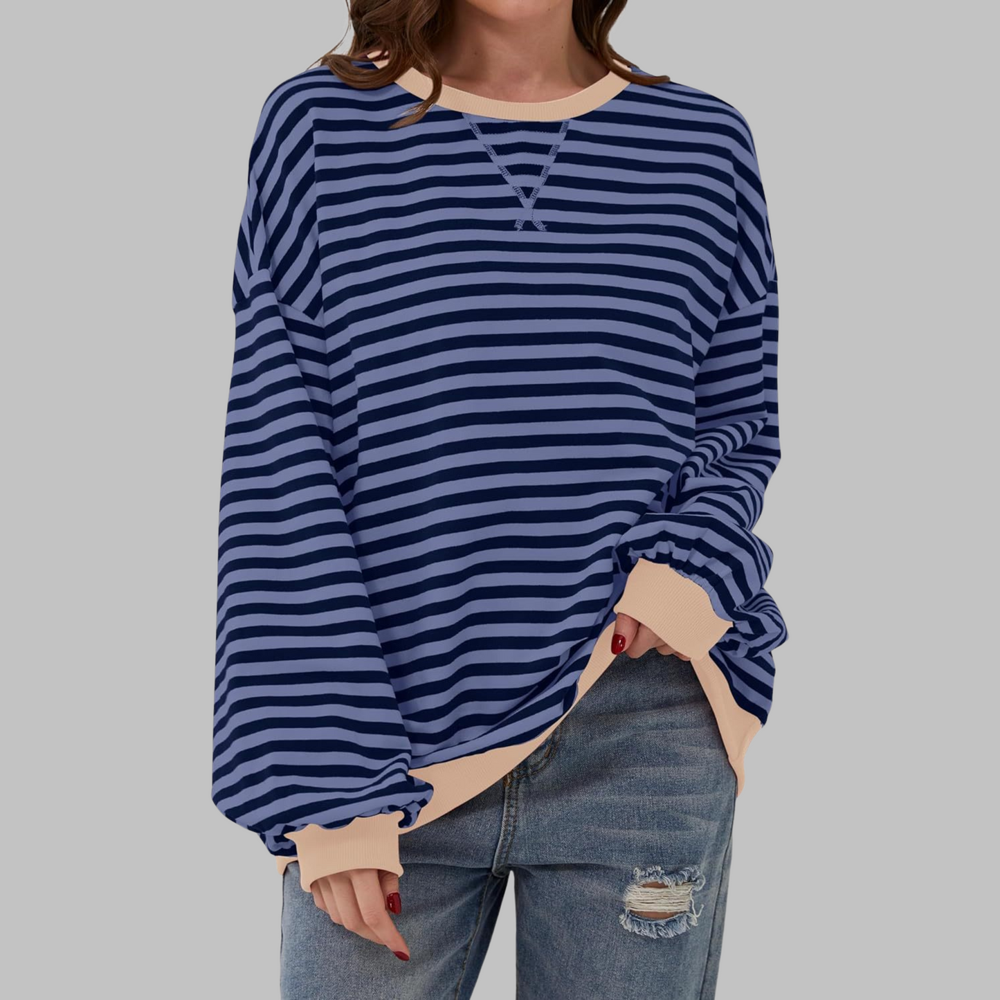 Pull en coton rayé à manches longues pour un confort automnal