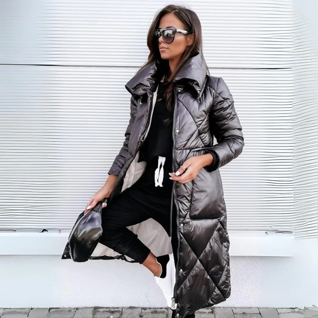 parka d'hiver longue en tissu doux et chaud pour un confort élégant