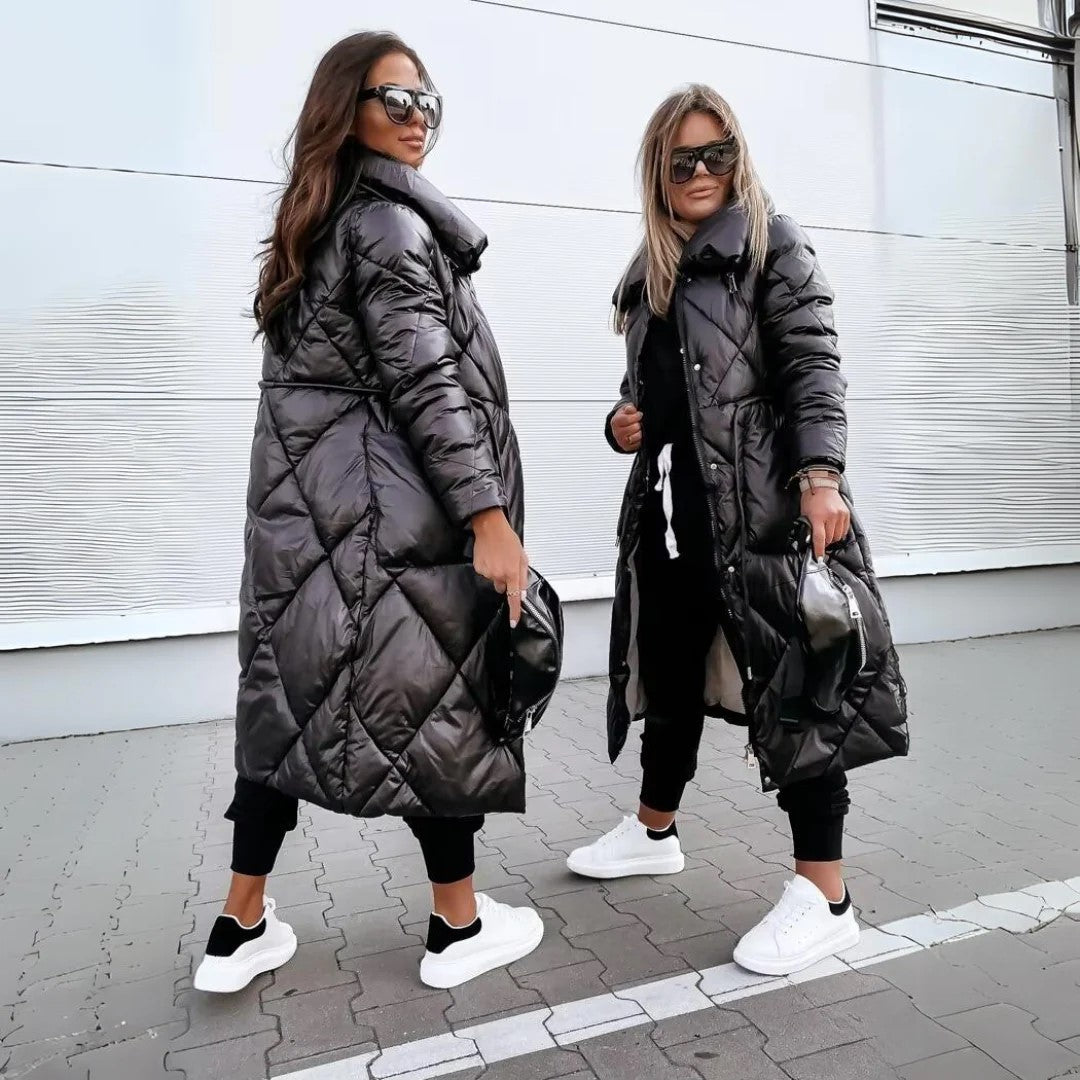 parka d'hiver longue en tissu doux et chaud pour un confort élégant