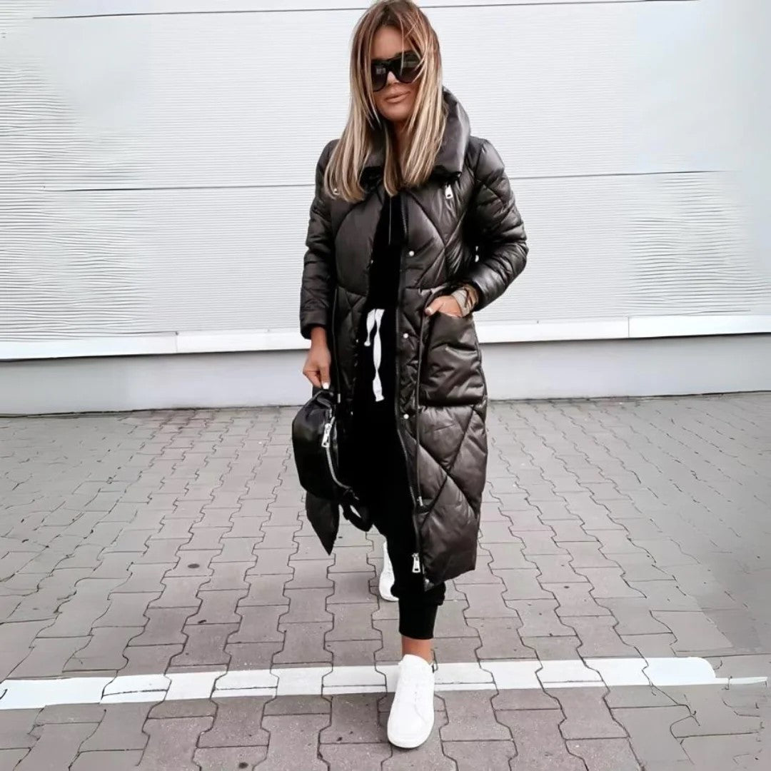 parka d'hiver longue en tissu doux et chaud pour un confort élégant