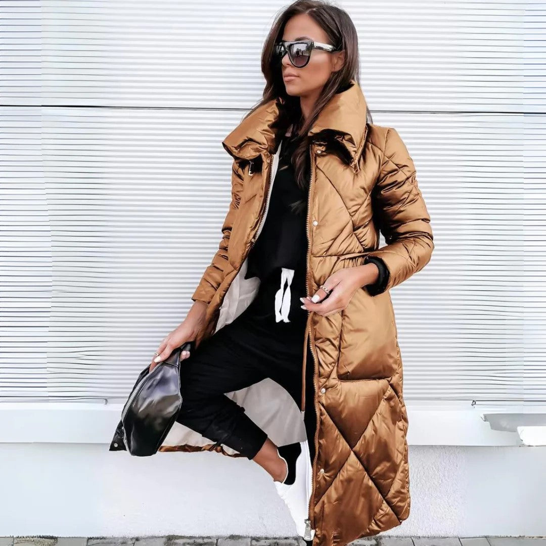 parka d'hiver longue en tissu doux et chaud pour un confort élégant