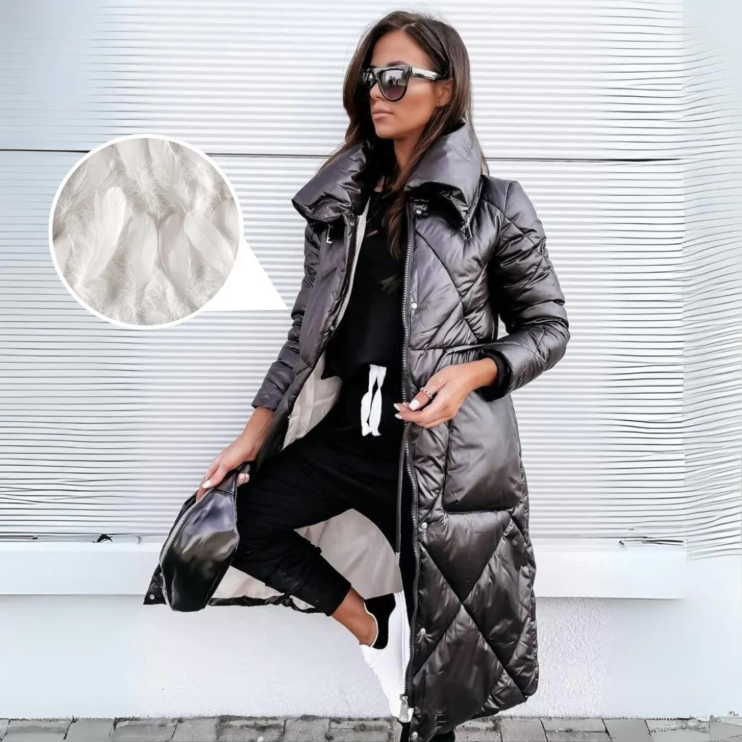 parka d'hiver longue en tissu doux et chaud pour un confort élégant