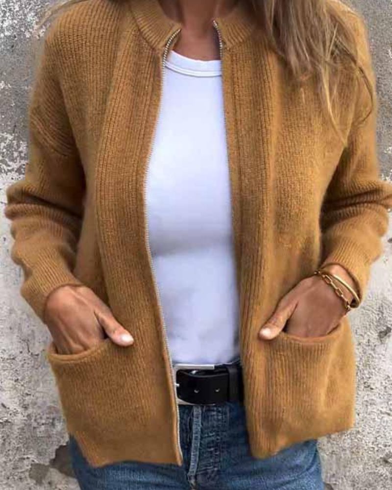 Cardigan d'automne en tissu doux, coupe confortable et élégante