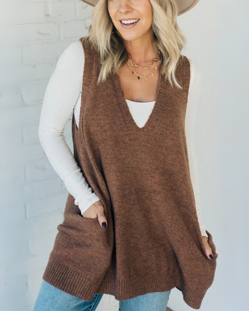 Gilet sans manches en tissu doux, confortable pour l'automne-hiver