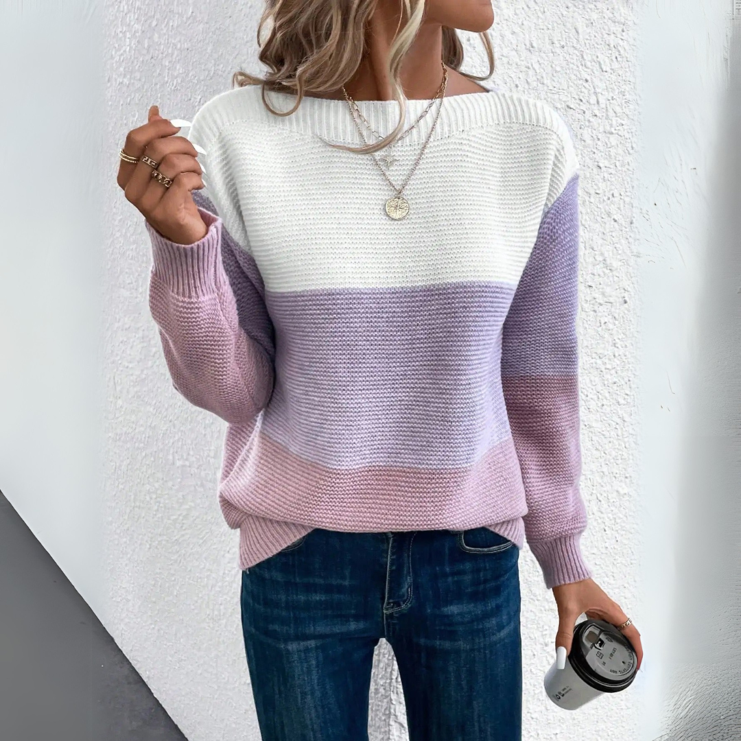 Pull en laine patchwork, élégant et confortable pour l'automne
