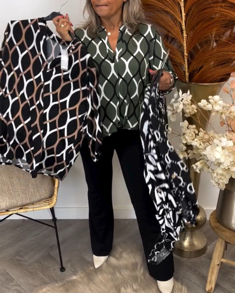 blouse en coton respirant à motif graphique pour un printemps élégant