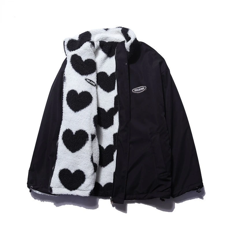 manteau réversible en forme de cœur, doux et élégant pour l'hiver