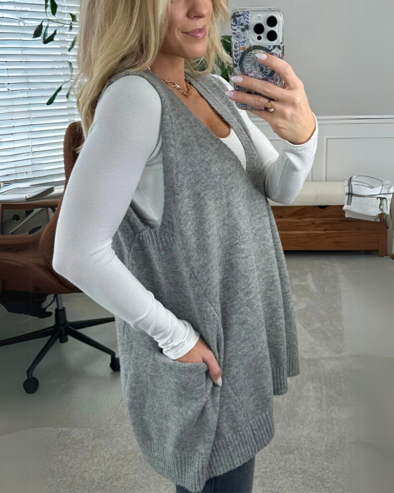 Gilet sans manches en tissu doux, confortable pour l'automne-hiver