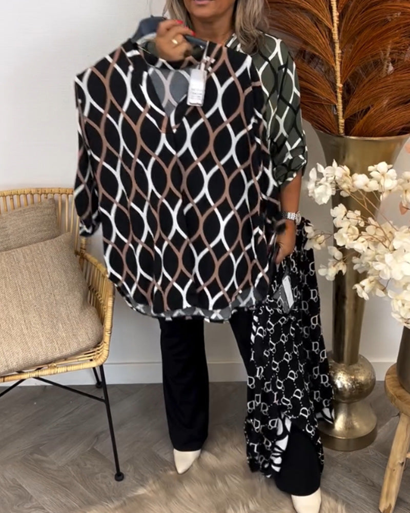 blouse en coton respirant à motif graphique pour un printemps élégant