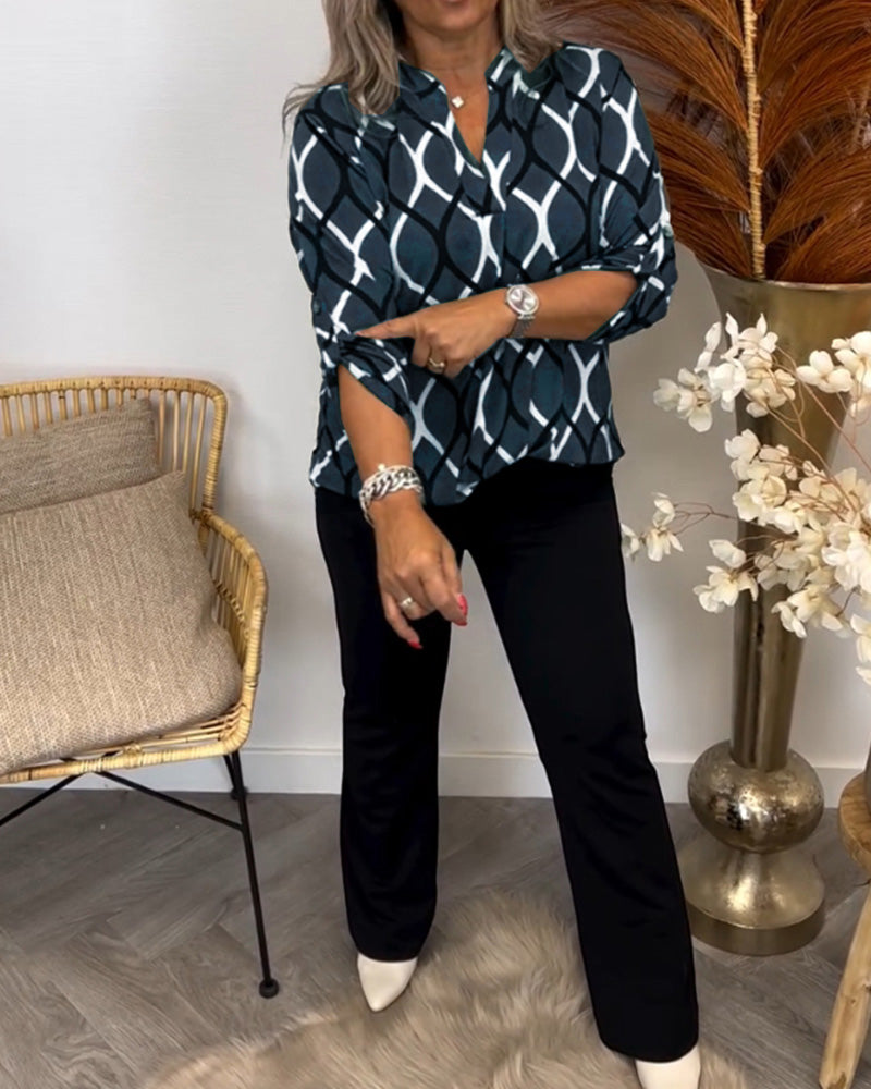 blouse en coton respirant à motif graphique pour un printemps élégant