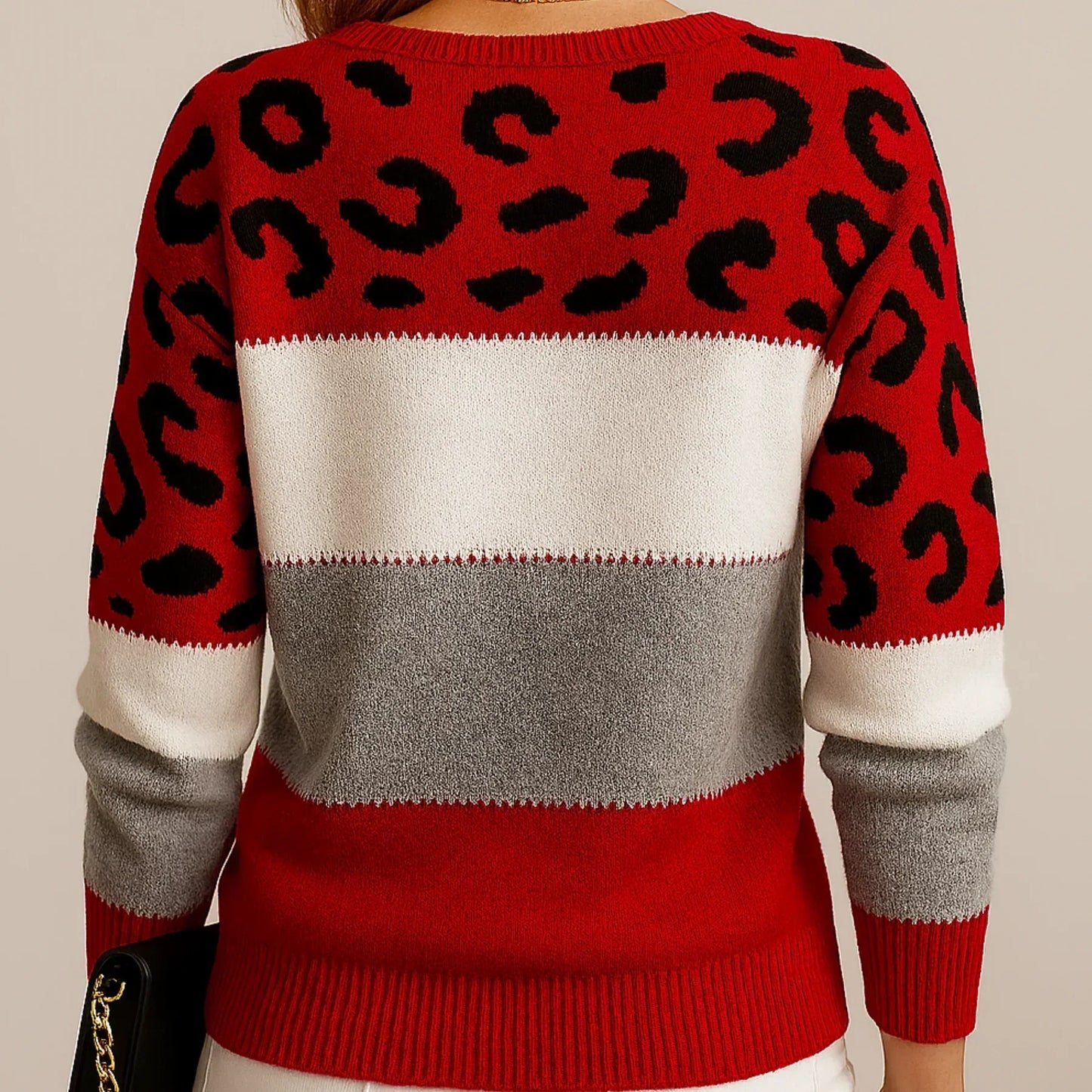 Pull décontracté en coton, motif léopard, confort d'automne