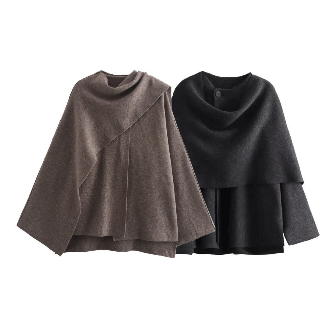 manteau cape en laine, élégant et confortable pour l'automne-hiver