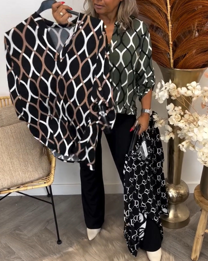 blouse en coton respirant à motif graphique pour un printemps élégant