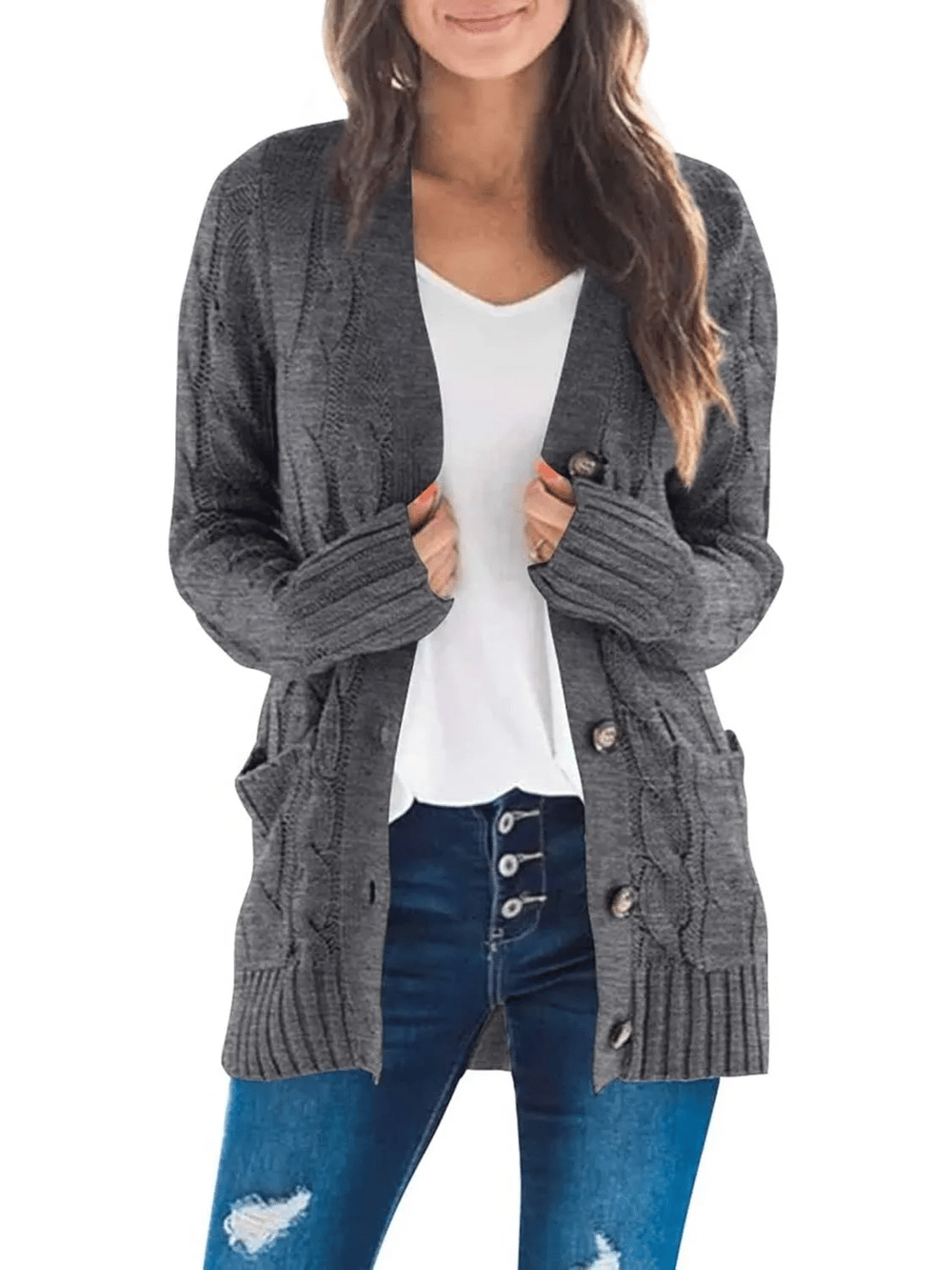 Cardigan douillet en tissu doux, confort idéal pour l'automne