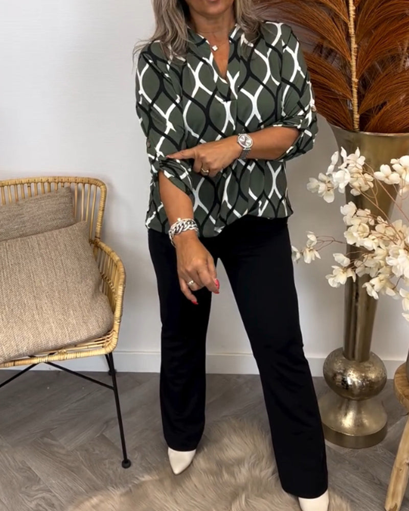 blouse en coton respirant à motif graphique pour un printemps élégant