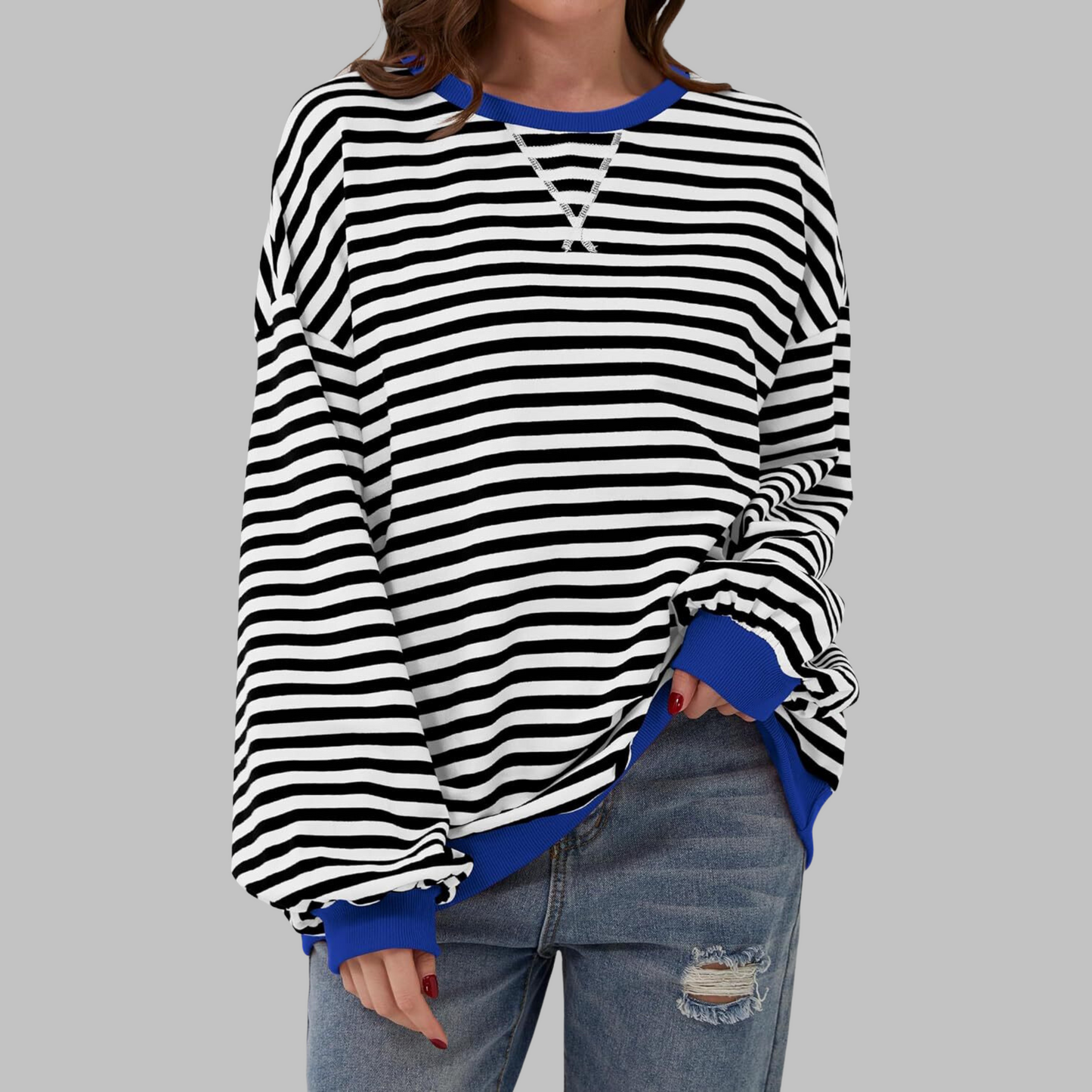 Pull en coton rayé à manches longues pour un confort automnal