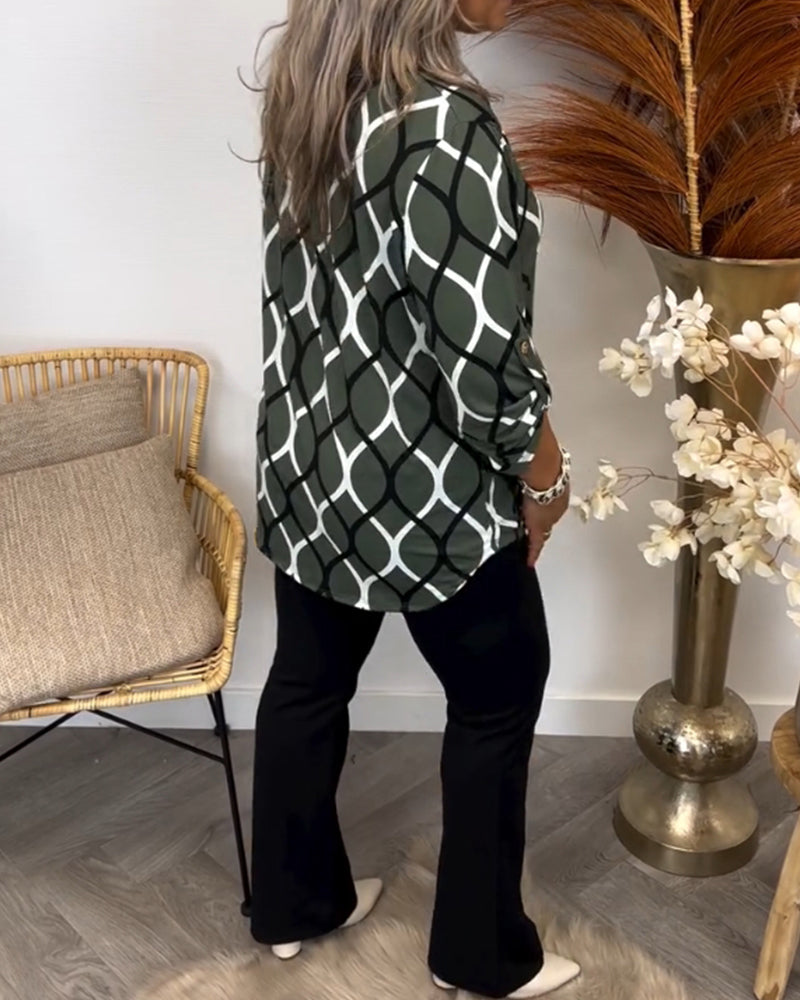 blouse en coton respirant à motif graphique pour un printemps élégant