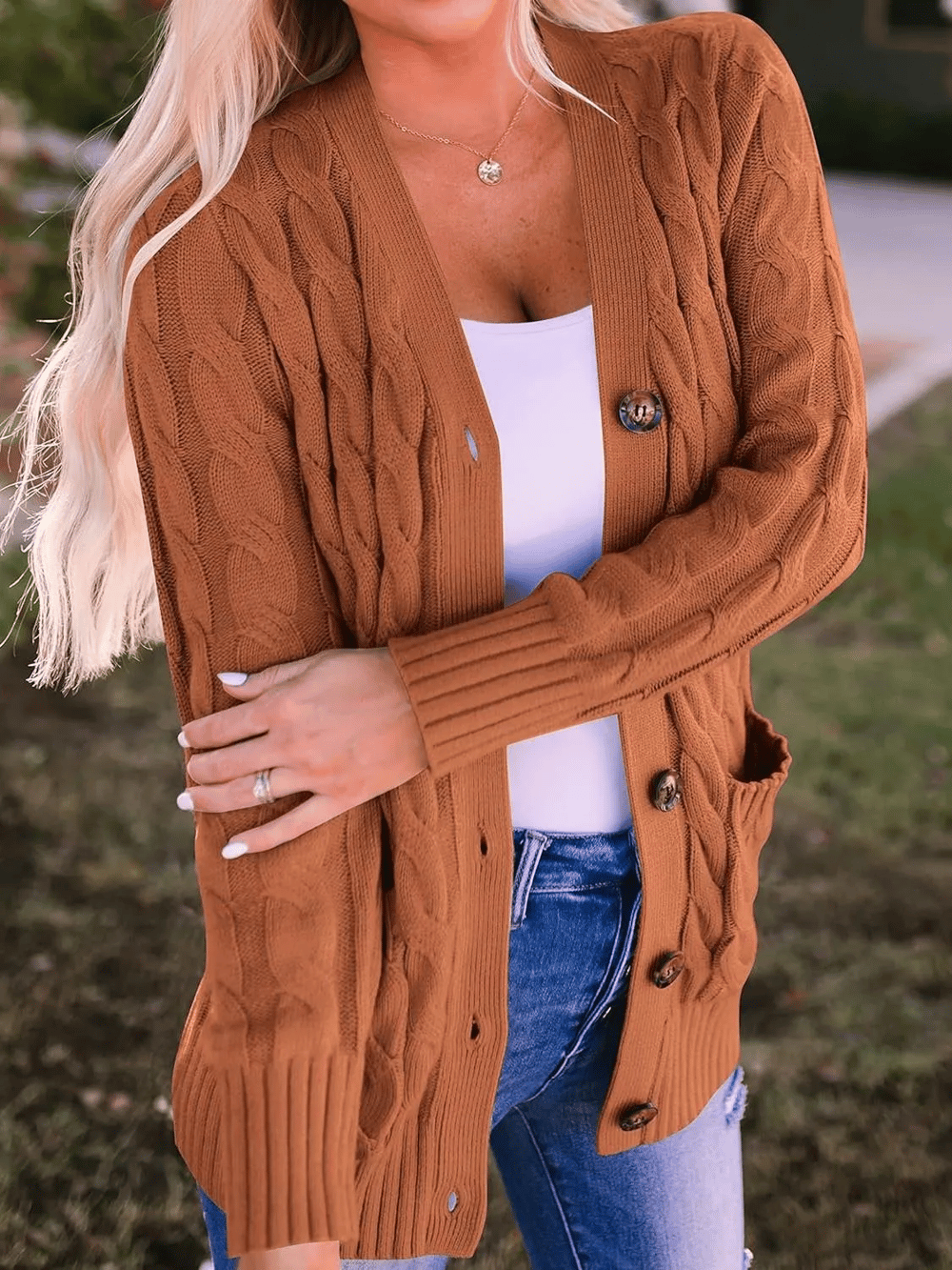 Cardigan douillet en tissu doux, confort idéal pour l'automne