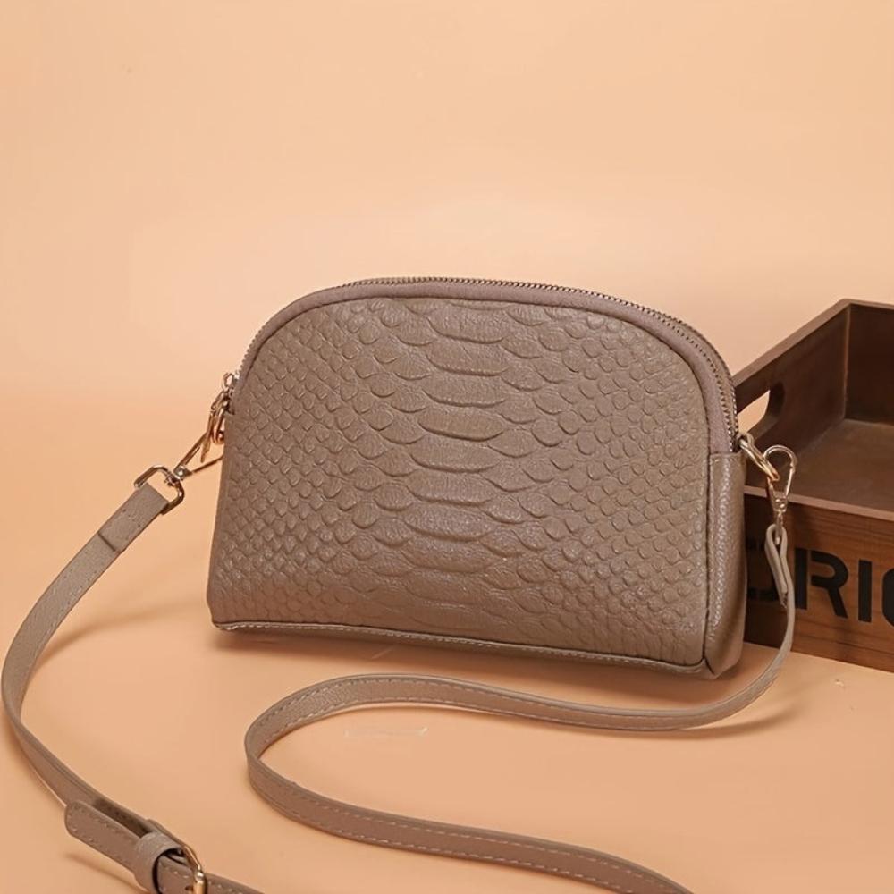 mini sac à bandoulière en simili cuir crocodile, élégant et confortable