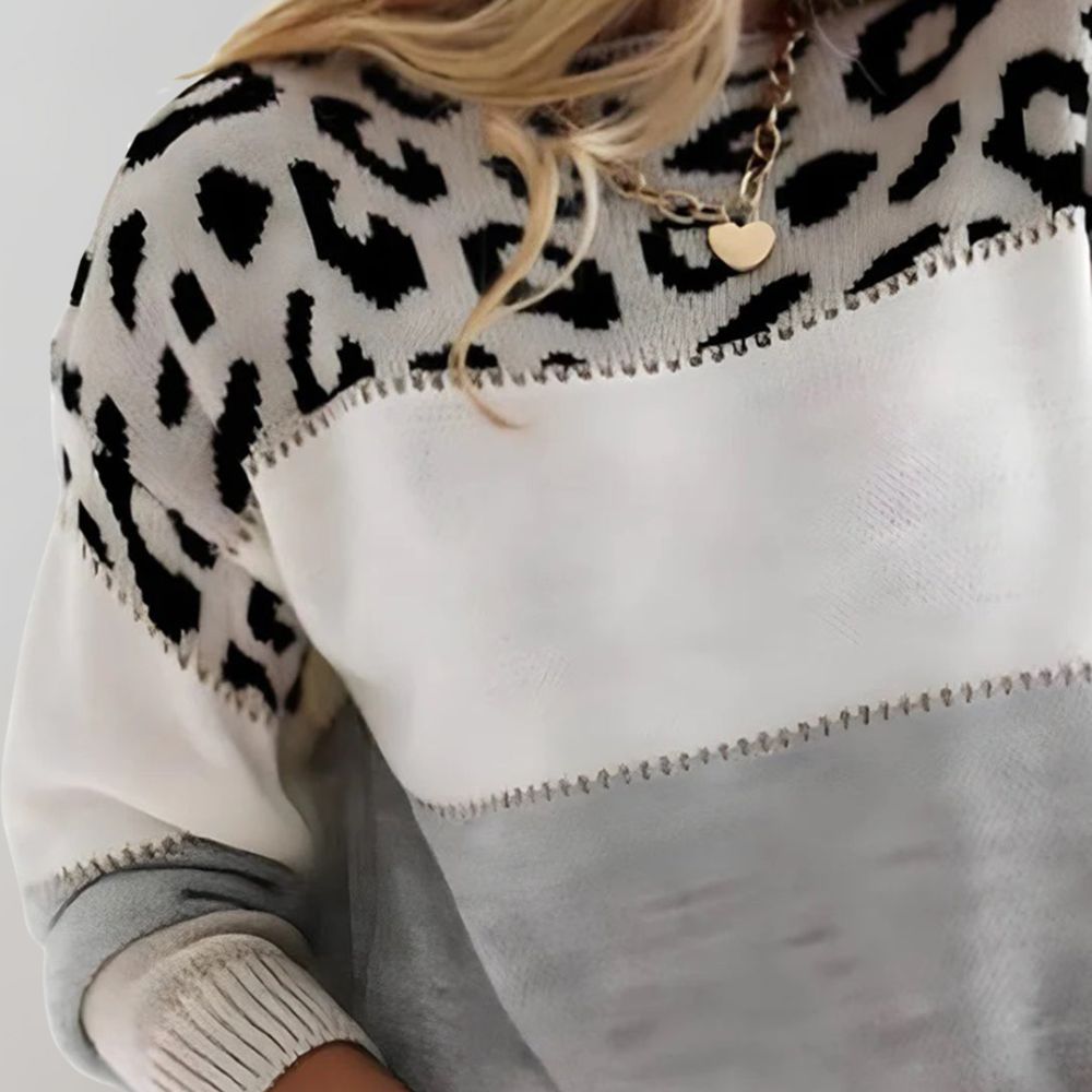 Pull décontracté en coton, motif léopard, confort d'automne