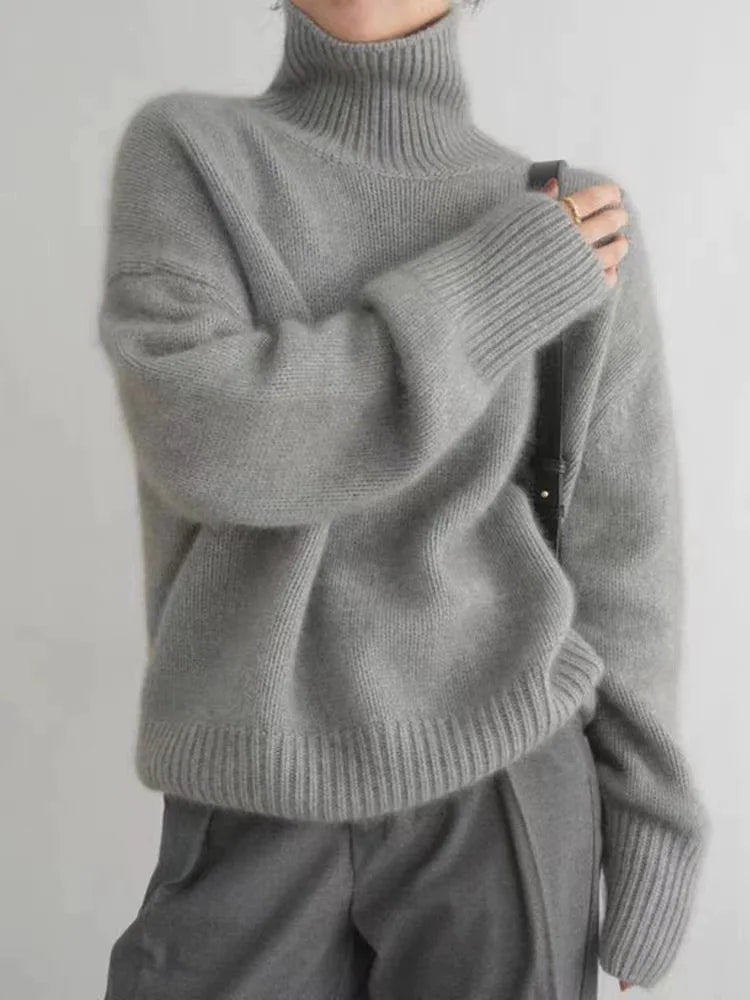 Pull en cachemire col montant, confort et élégance pour l'automne