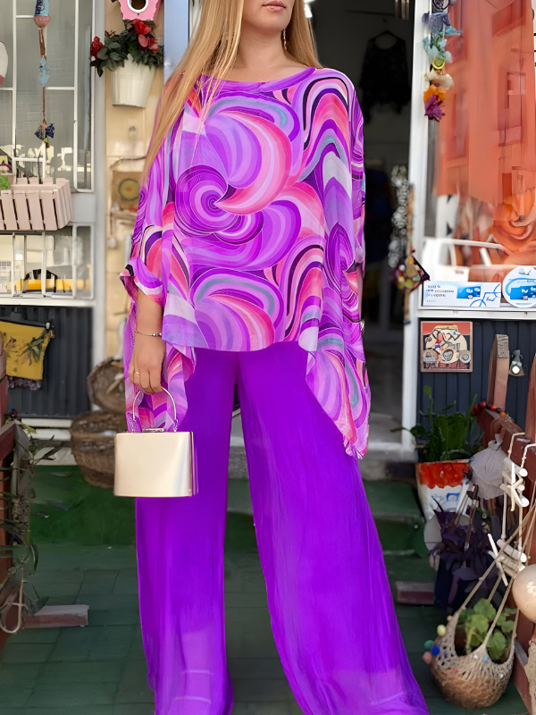 Ensemble Chiffon Léger Deux Pièces Idéal pour le Printemps