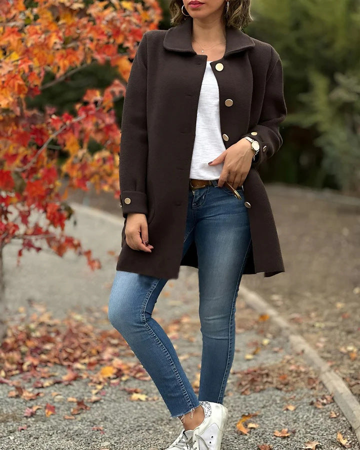 manteau oversized en tissu de qualité avec détails élégants, automne