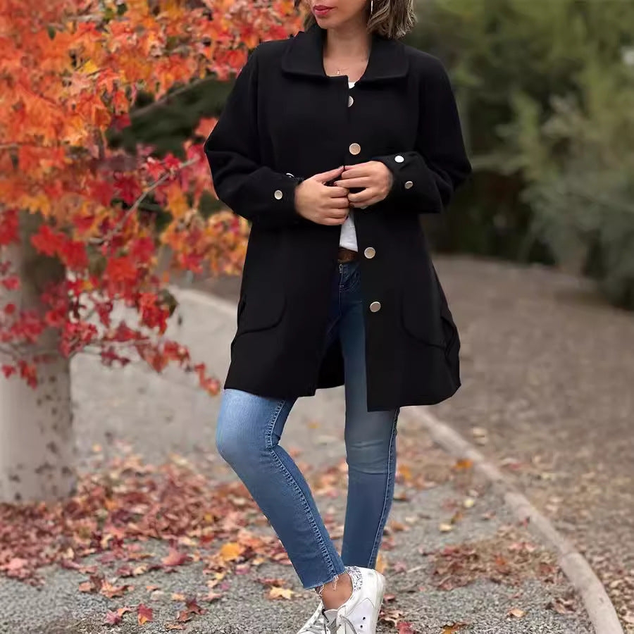 manteau oversized en tissu de qualité avec détails élégants, automne