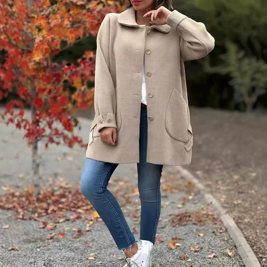manteau oversized en tissu de qualité avec détails élégants, automne