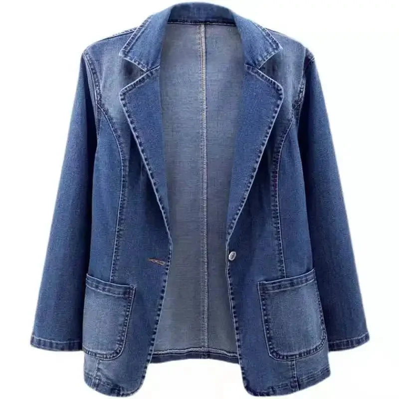blazer en denim de coton pour un confort élégant en automne