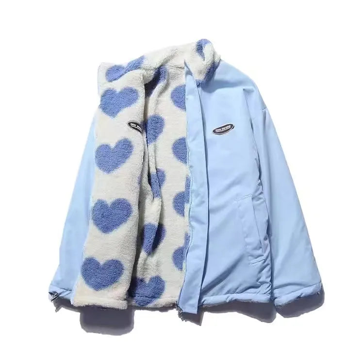 manteau réversible en forme de cœur, doux et élégant pour l'hiver