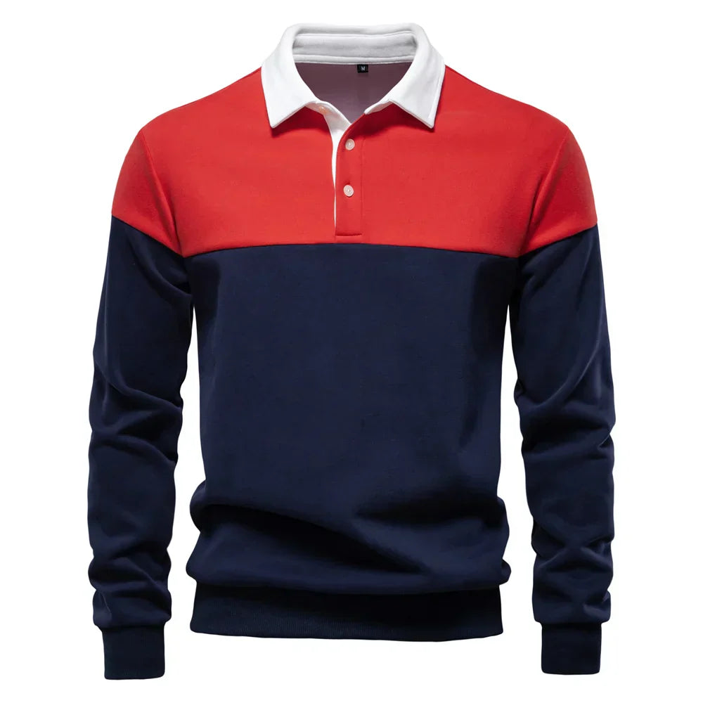 polo bicolore en coton doux, élégant et confortable pour le printemps