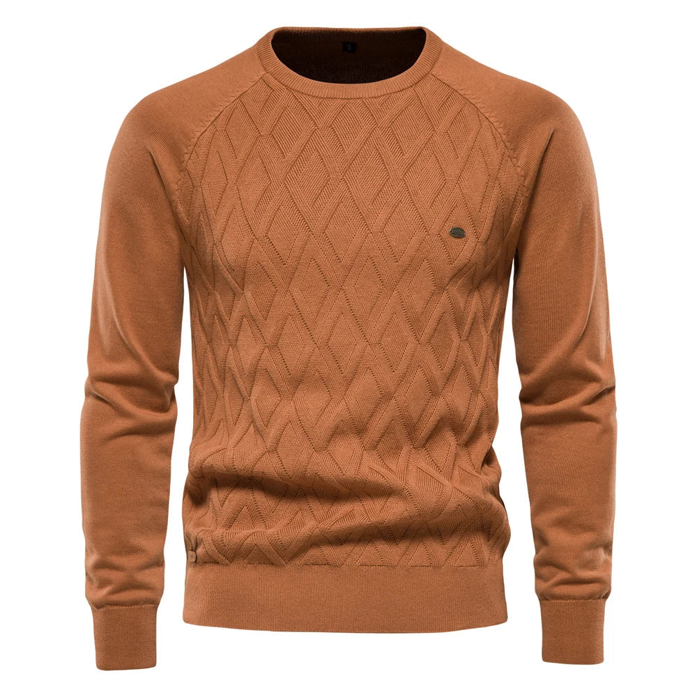 pull à motif à carreaux en laine, confortable pour l'automne