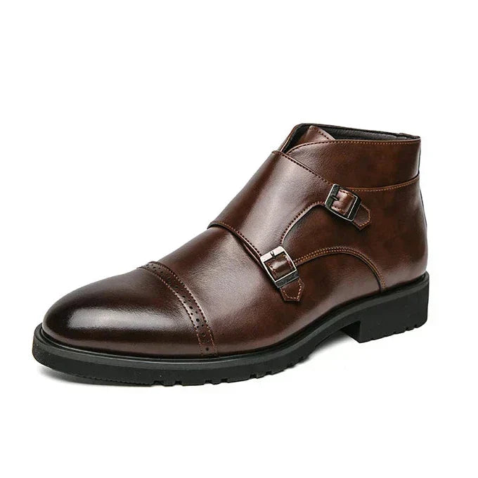 bottes en cuir synthétique à double boucle pour un confort élégant