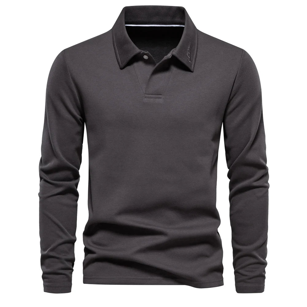 polo col montant en coton doux, élégant et confortable pour l'automne