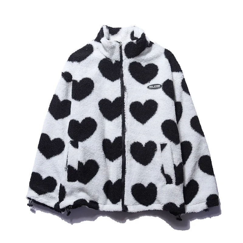 manteau réversible en forme de cœur, doux et élégant pour l'hiver