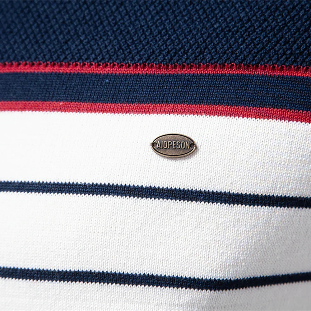 Pull pour homme à rayures en coton léger, idéal pour le printemps