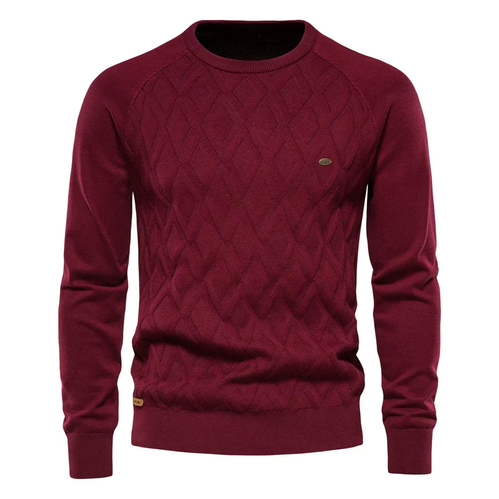 pull à motif à carreaux en laine, confortable pour l'automne