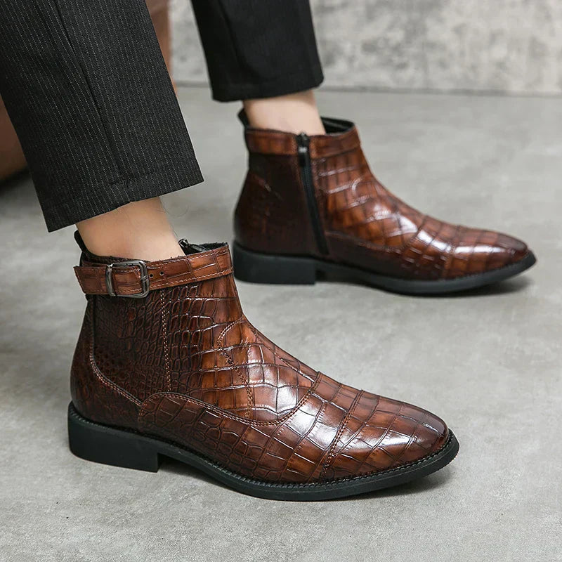 bottines en cuir synthétique confortables avec boucle pour l'automne