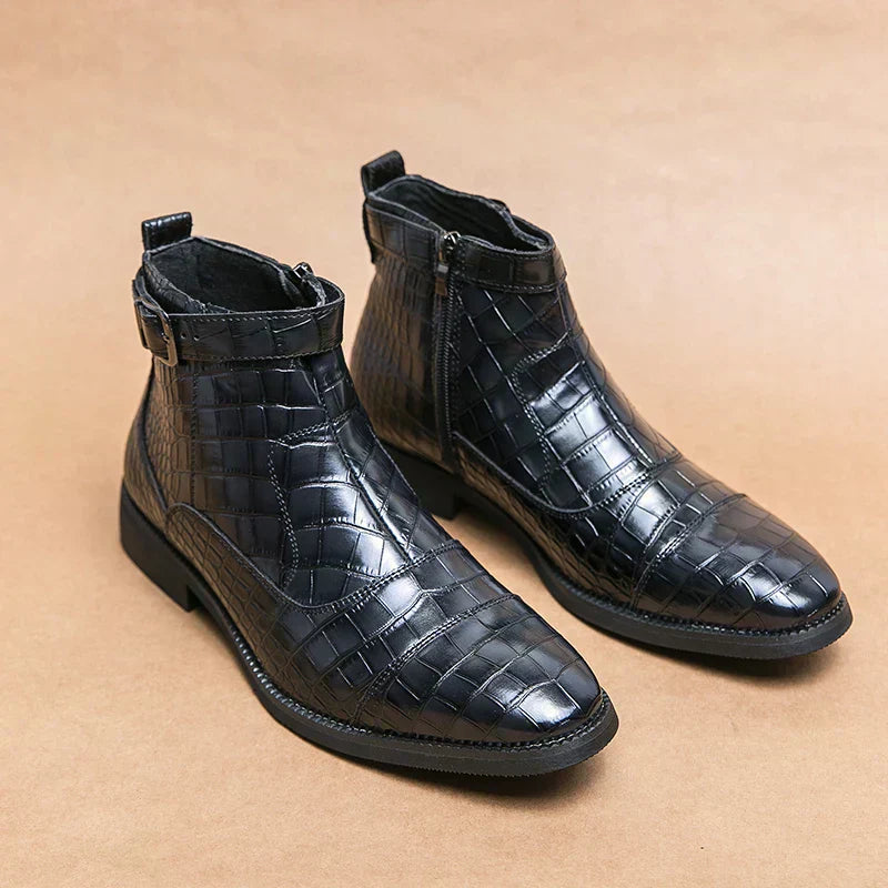 bottines en cuir synthétique confortables avec boucle pour l'automne