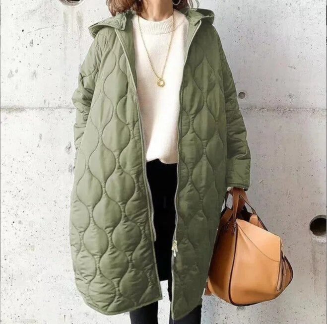 parka avec capuche en tissu léger et détails raffinés pour l'hiver