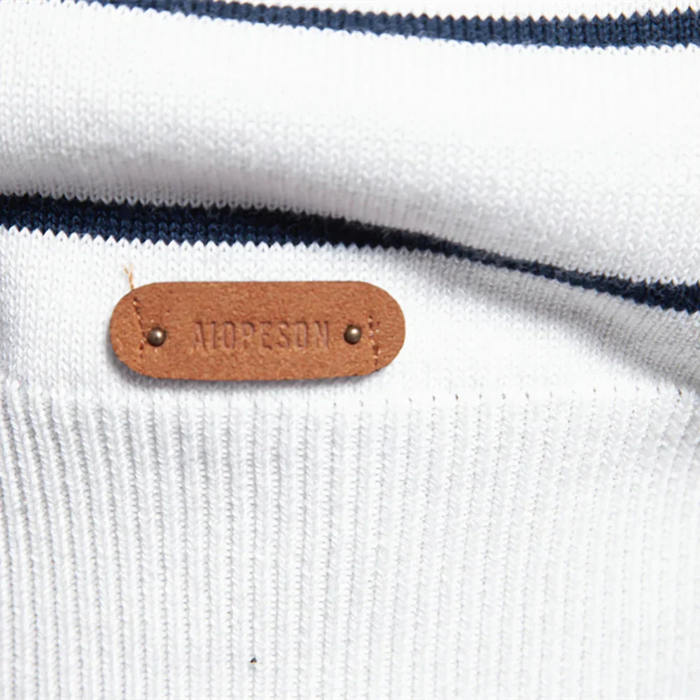 Pull pour homme à rayures en coton léger, idéal pour le printemps