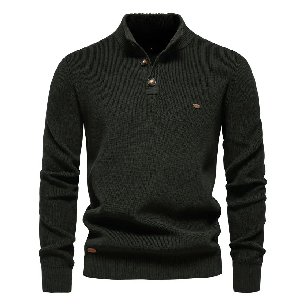 Pull pour homme en laine avec design à boutons, confortable et élégant