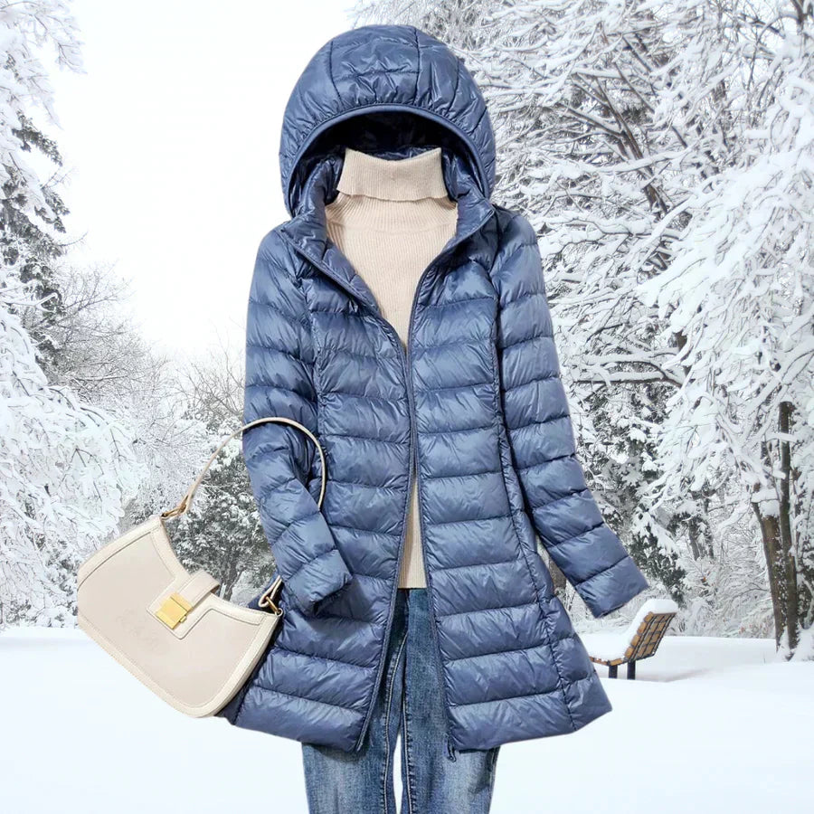 veste en duvet superlégère, élégante et confortable pour l'automne