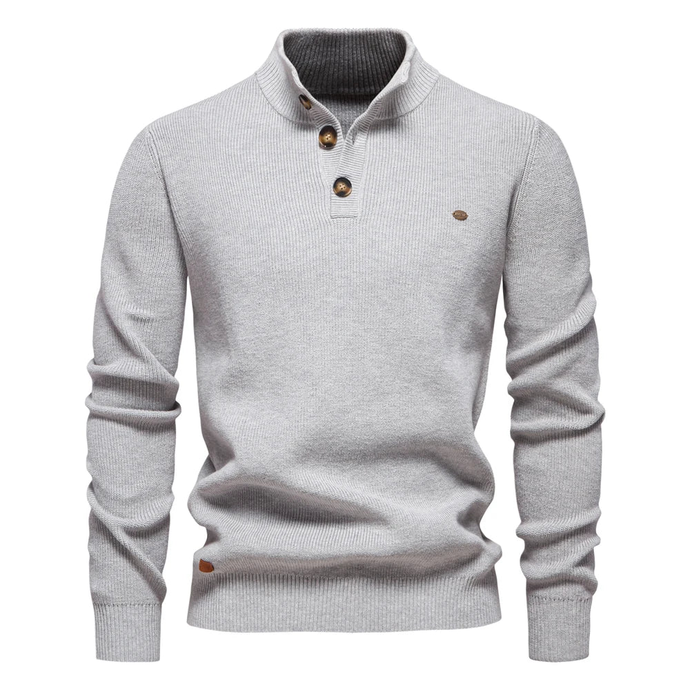 Pull pour homme en laine avec design à boutons, confortable et élégant