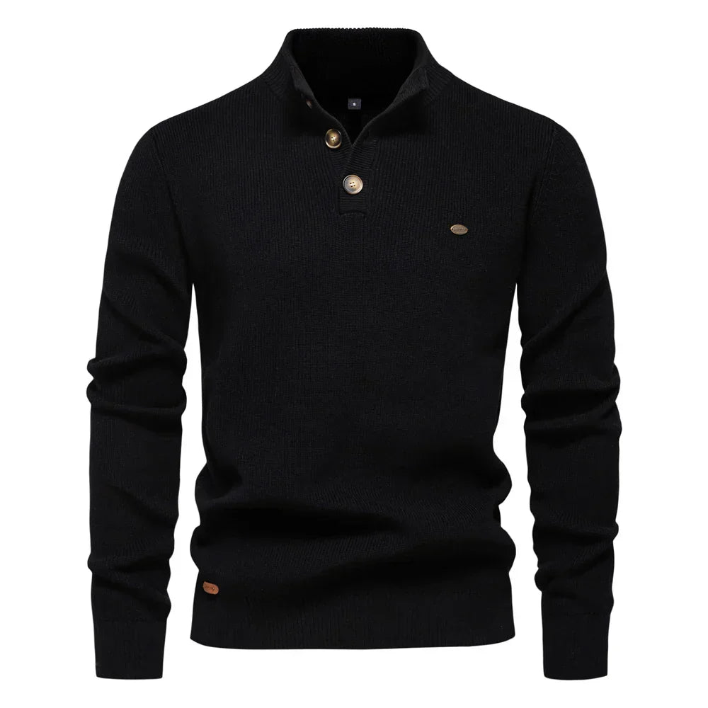 Pull pour homme en laine avec design à boutons, confortable et élégant