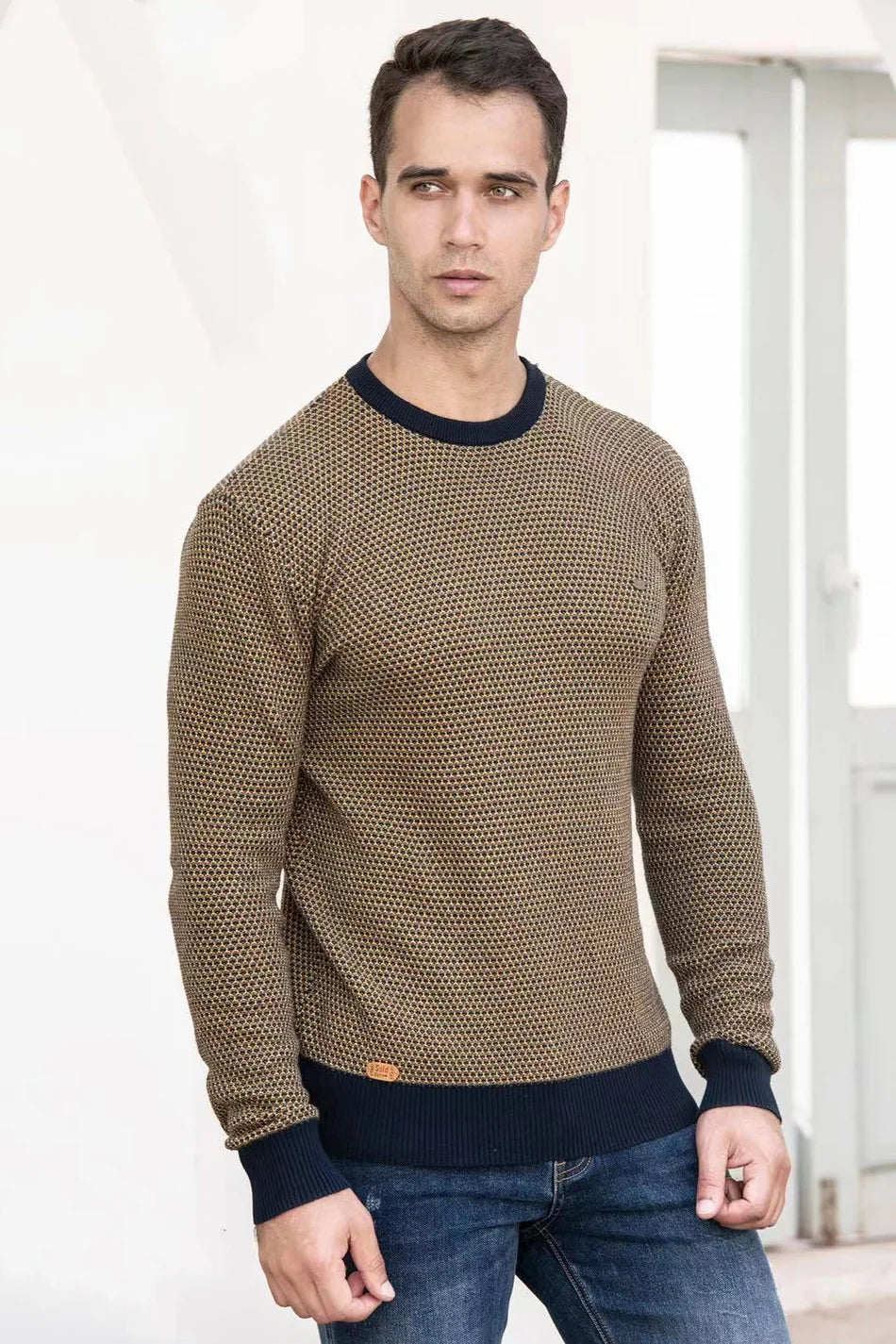 Pull pour homme en laine à motif à carreaux, confortable et élégant
