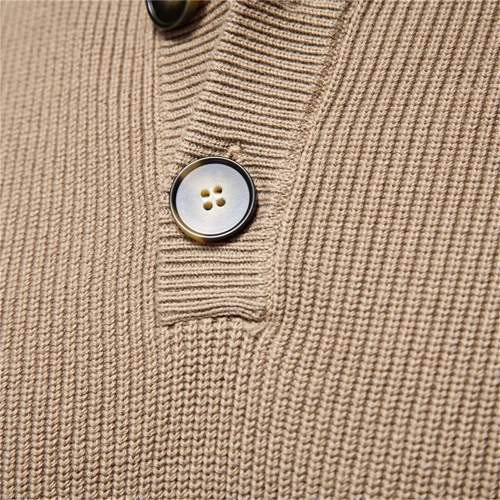 Pull pour homme en laine avec design à boutons, confortable et élégant